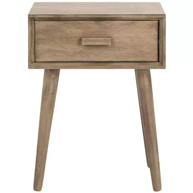 Tavolino con cassetto in pino e MDF bianco vintage