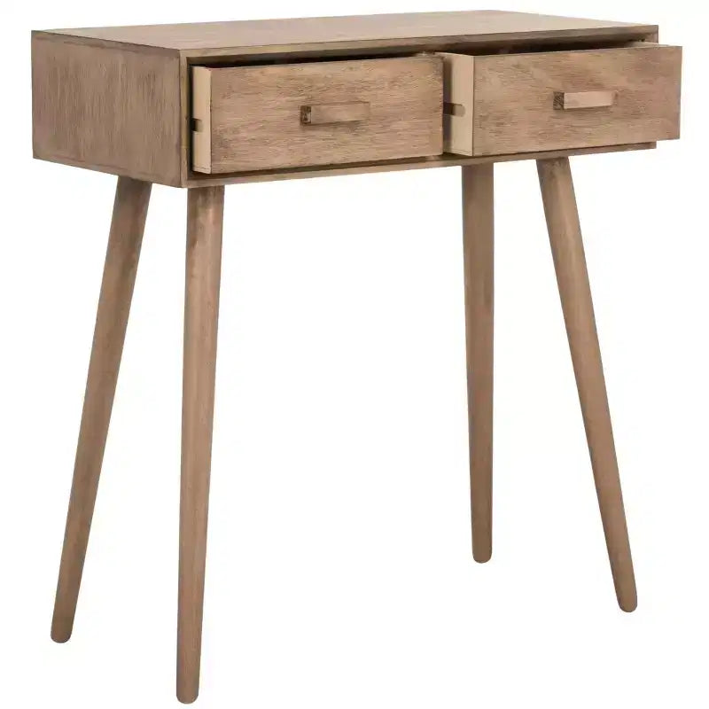 Console a 2 cassetti in pino e MDF con finitura bianca anticata