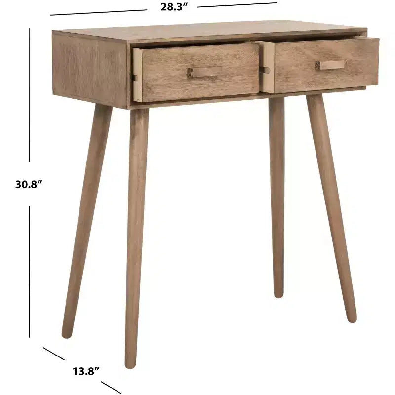 Console a 2 cassetti in pino e MDF con finitura bianca anticata