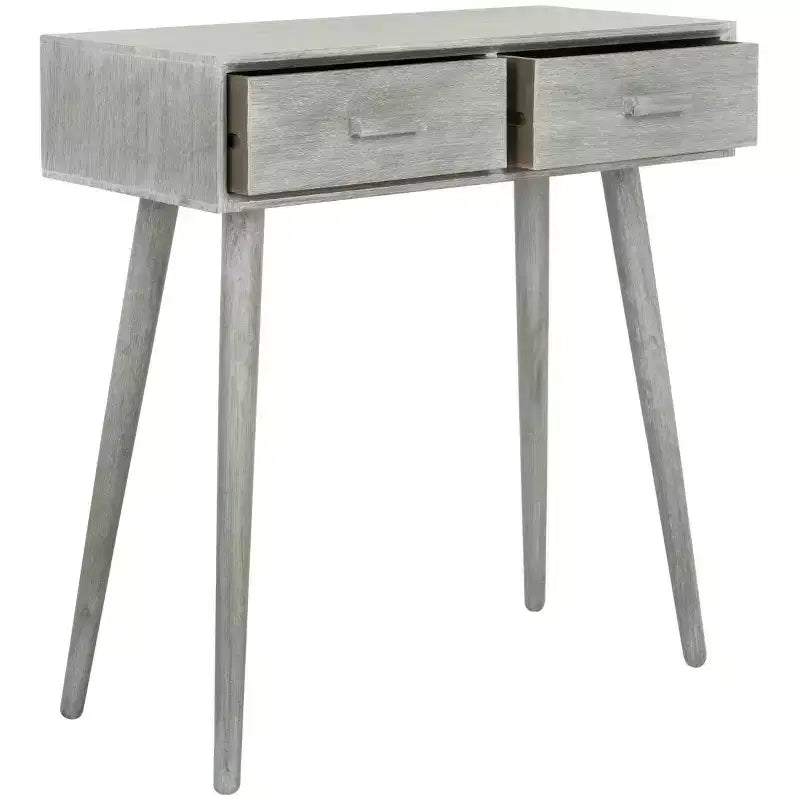 Console a 2 cassetti in pino e MDF con finitura bianca anticata