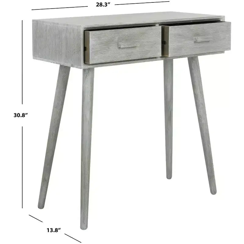 Console a 2 cassetti in pino e MDF con finitura bianca anticata