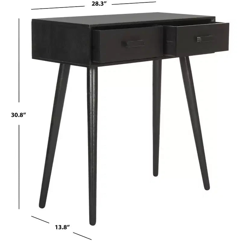 Console a 2 cassetti in pino e MDF con finitura bianca anticata