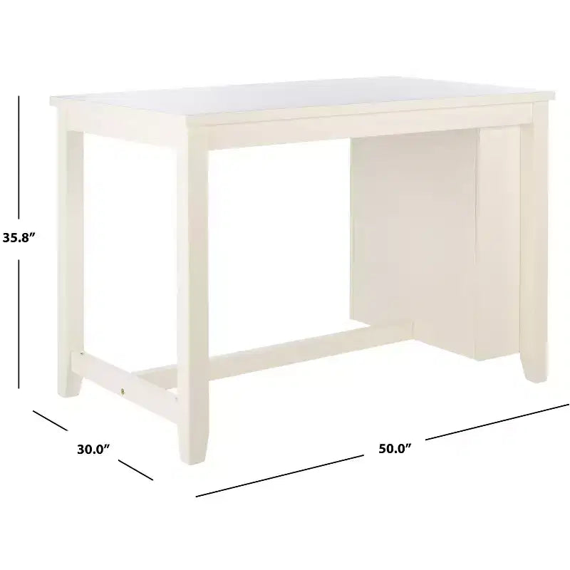 Tavolo da pranzo alto bianco in legno di gomma e MDF
