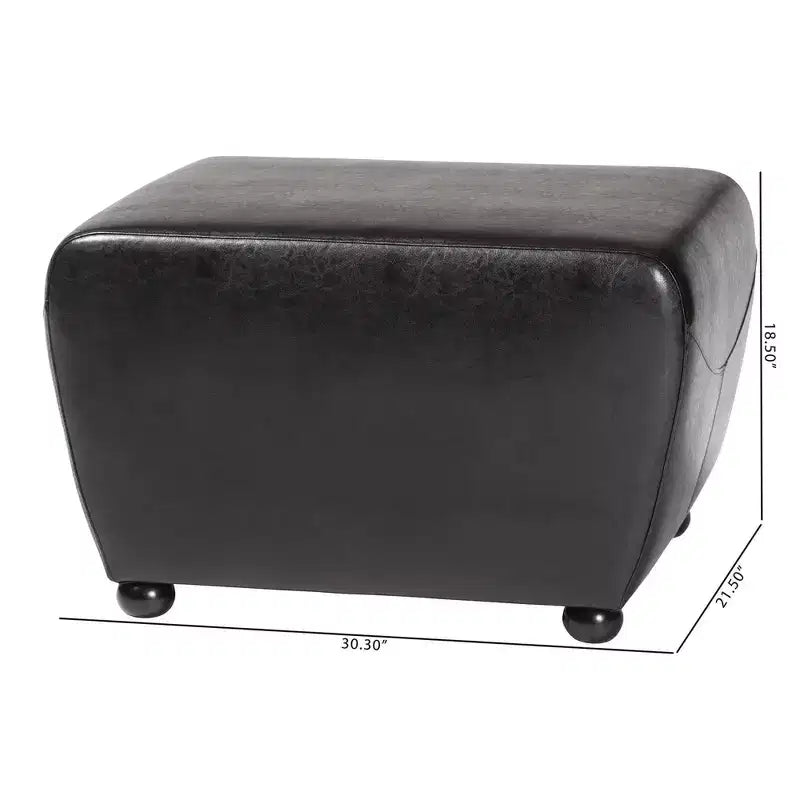Pouf rettangolare in similpelle con lati arrotondati