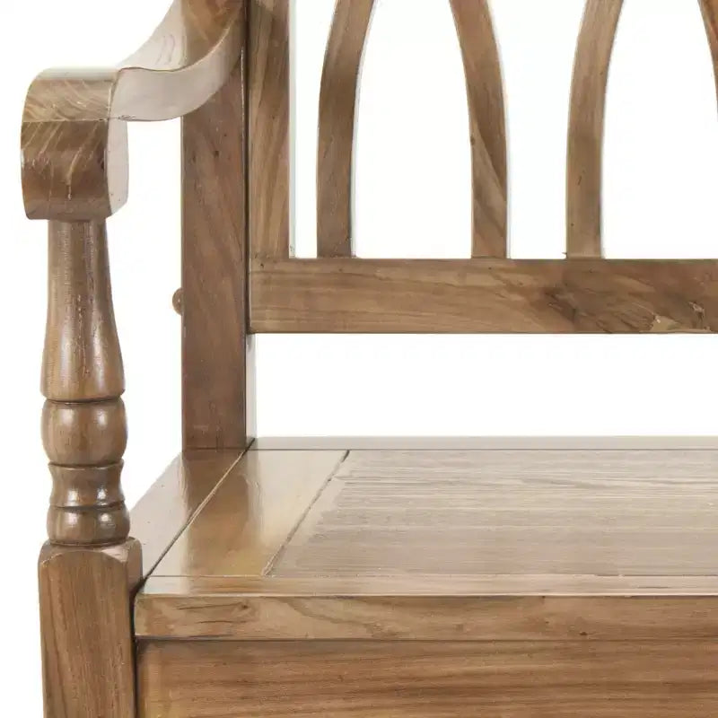 Panca in legno lucido con braccioli
