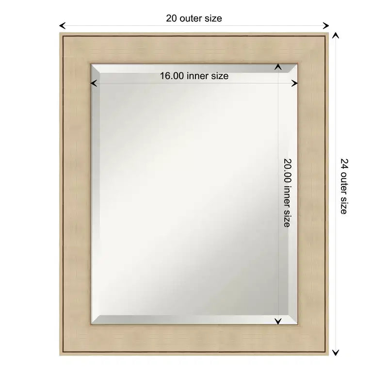 Specchio da parete smussato 20" x 24" con cornice color argento miele