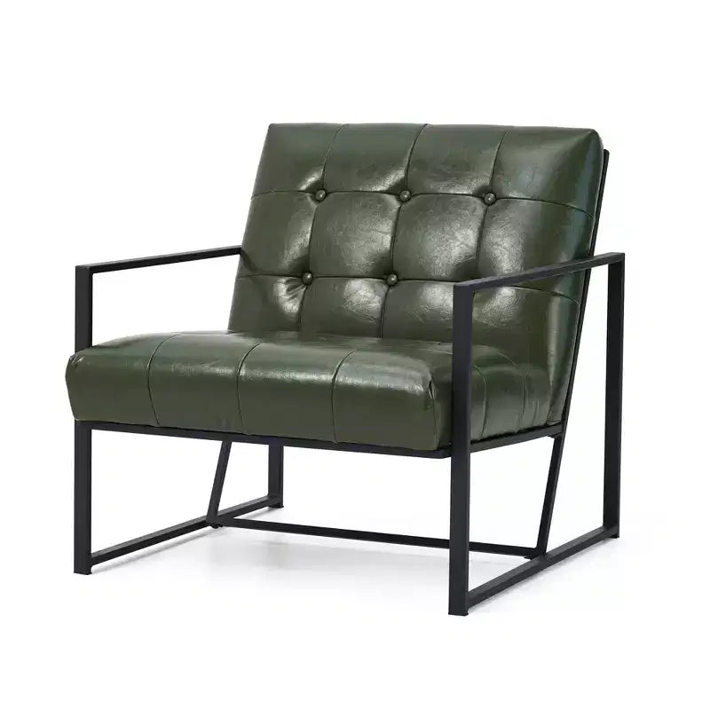 Poltrona di design Mid-Century Modern con bottoni e gambe cromate