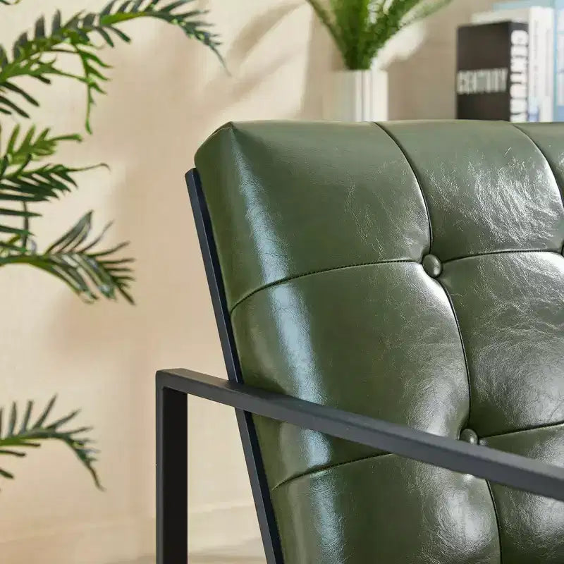 Poltrona di design Mid-Century Modern con bottoni e gambe cromate