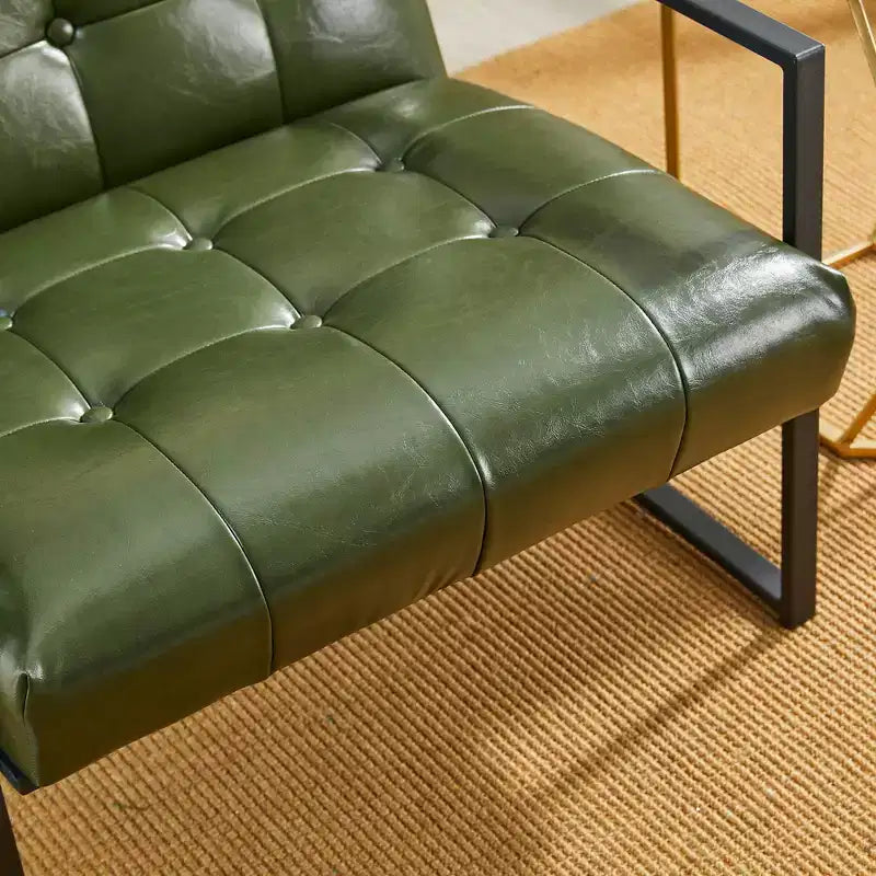 Poltrona di design Mid-Century Modern con bottoni e gambe cromate