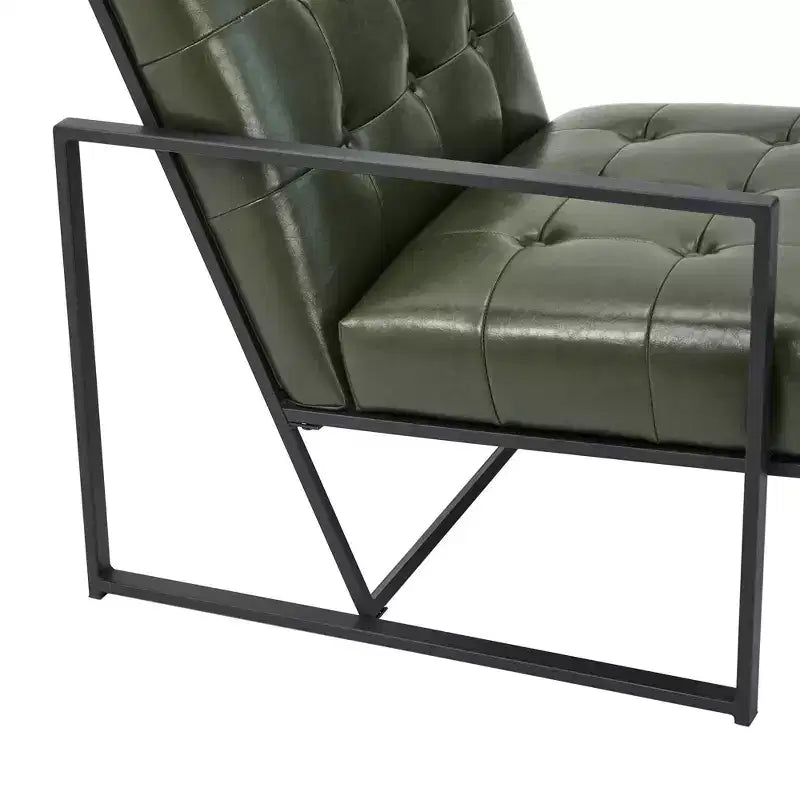 Poltrona di design Mid-Century Modern con bottoni e gambe cromate