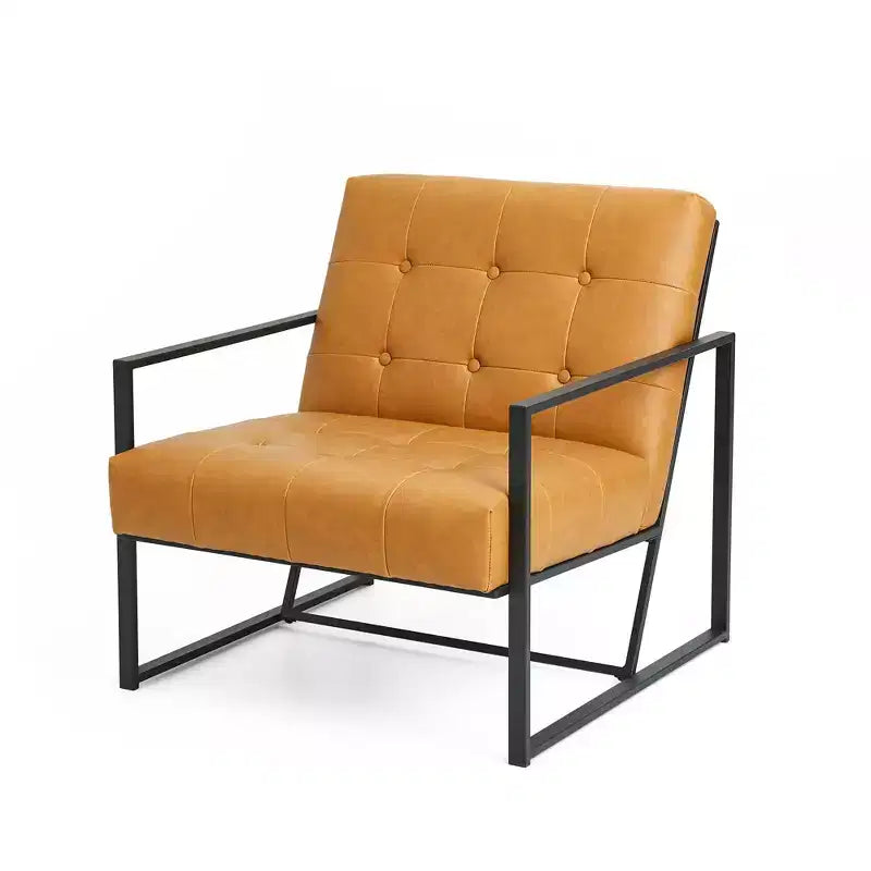 Poltrona di design Mid-Century Modern con bottoni e gambe cromate