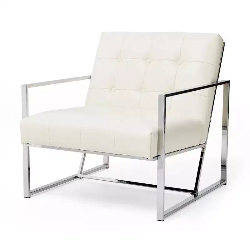 Poltrona di design Mid-Century Modern con bottoni e gambe cromate