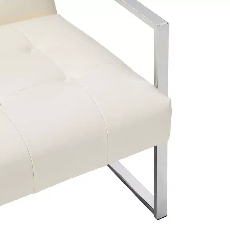 Poltrona di design Mid-Century Modern con bottoni e gambe cromate