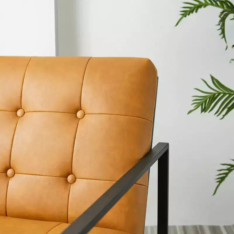 Poltrona di design Mid-Century Modern con bottoni e gambe cromate