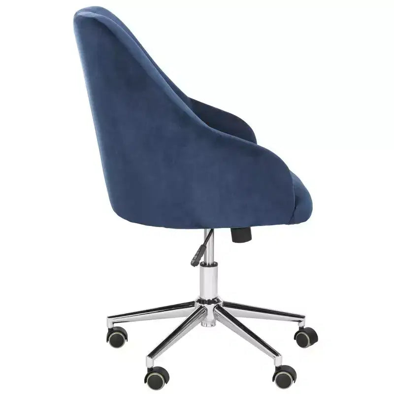 Sedia da ufficio girevole in lino trapuntato con gambe cromate