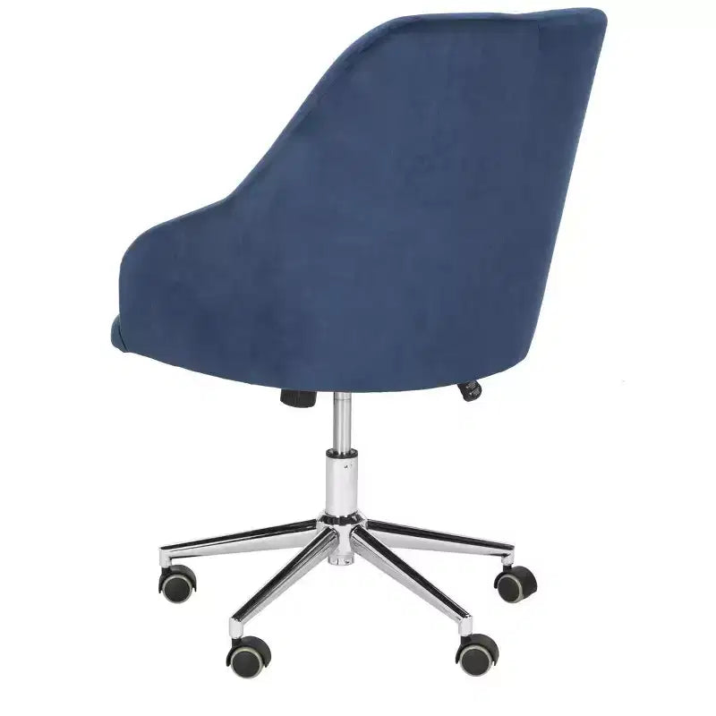 Sedia da ufficio girevole in lino trapuntato con gambe cromate