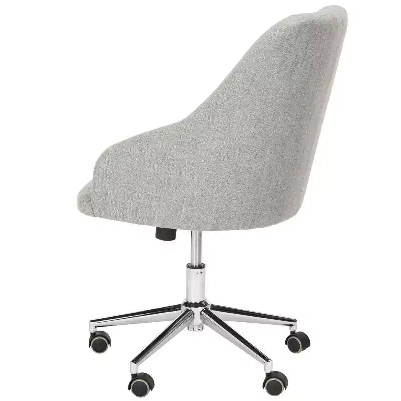 Sedia da ufficio girevole in lino trapuntato con gambe cromate