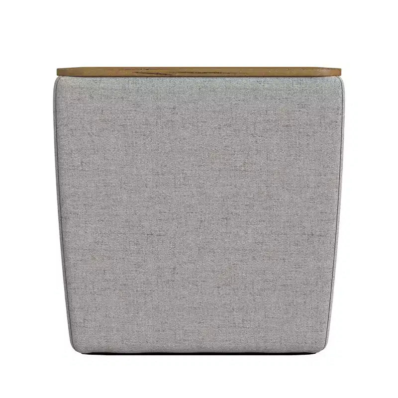 Pouf contenitore quadrato con ripiano liscio in legno