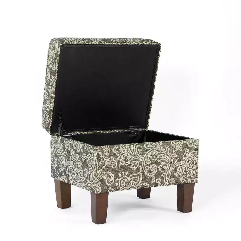 Pouf contenitore medio con coperchio incernierato e rivestimento in cotone