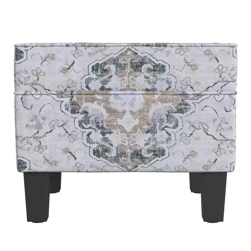 Pouf contenitore medio con coperchio incernierato e rivestimento in cotone
