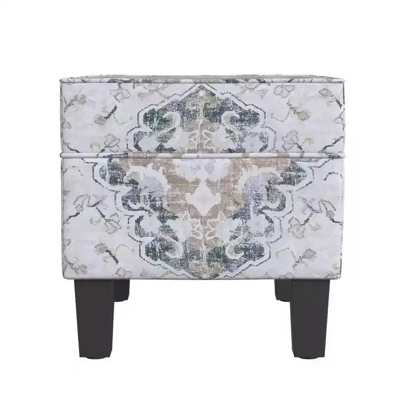 Pouf contenitore medio con coperchio incernierato e rivestimento in cotone