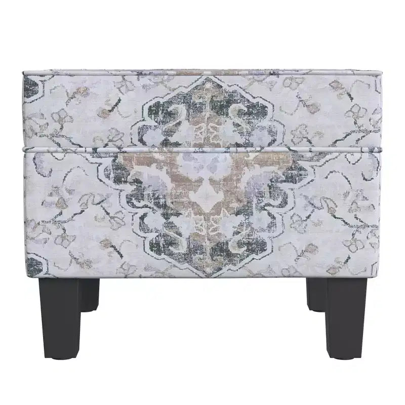 Pouf contenitore medio con coperchio incernierato e rivestimento in cotone