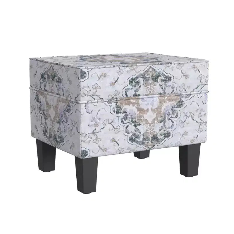 Pouf contenitore medio con coperchio incernierato e rivestimento in cotone