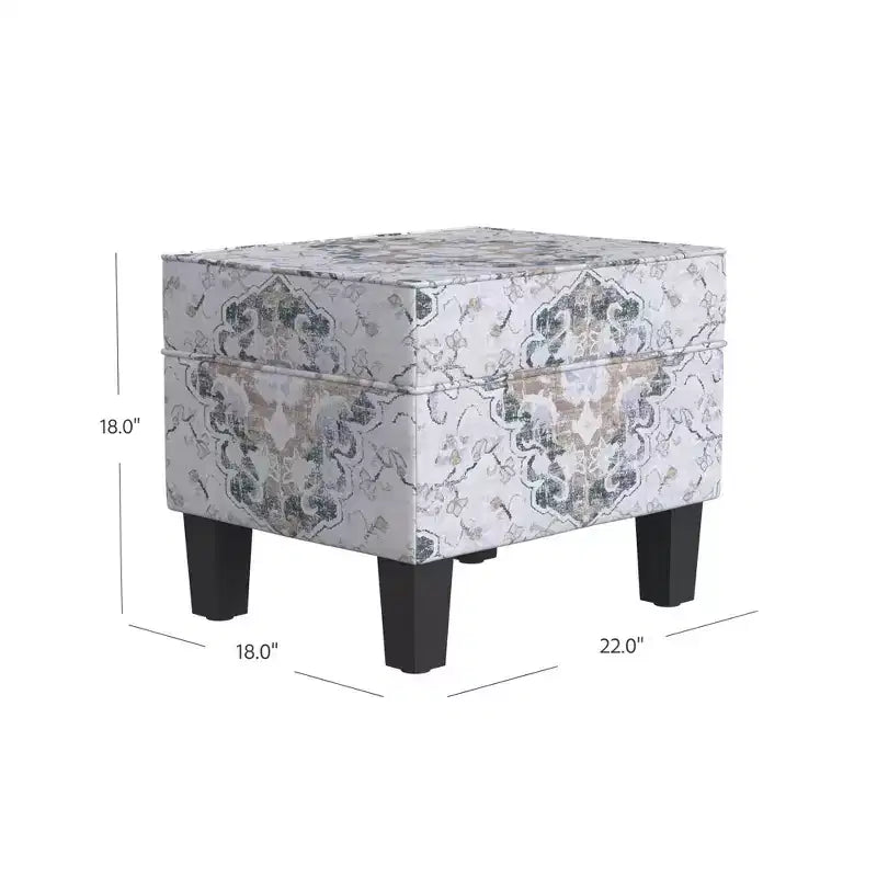 Pouf contenitore medio con coperchio incernierato e rivestimento in cotone