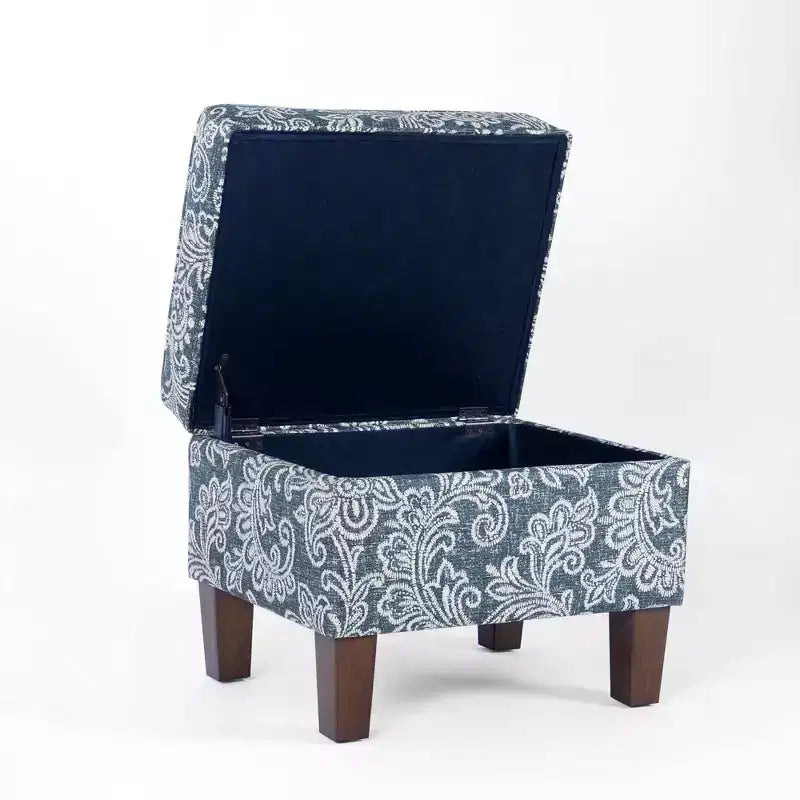 Pouf contenitore medio con coperchio incernierato e rivestimento in cotone