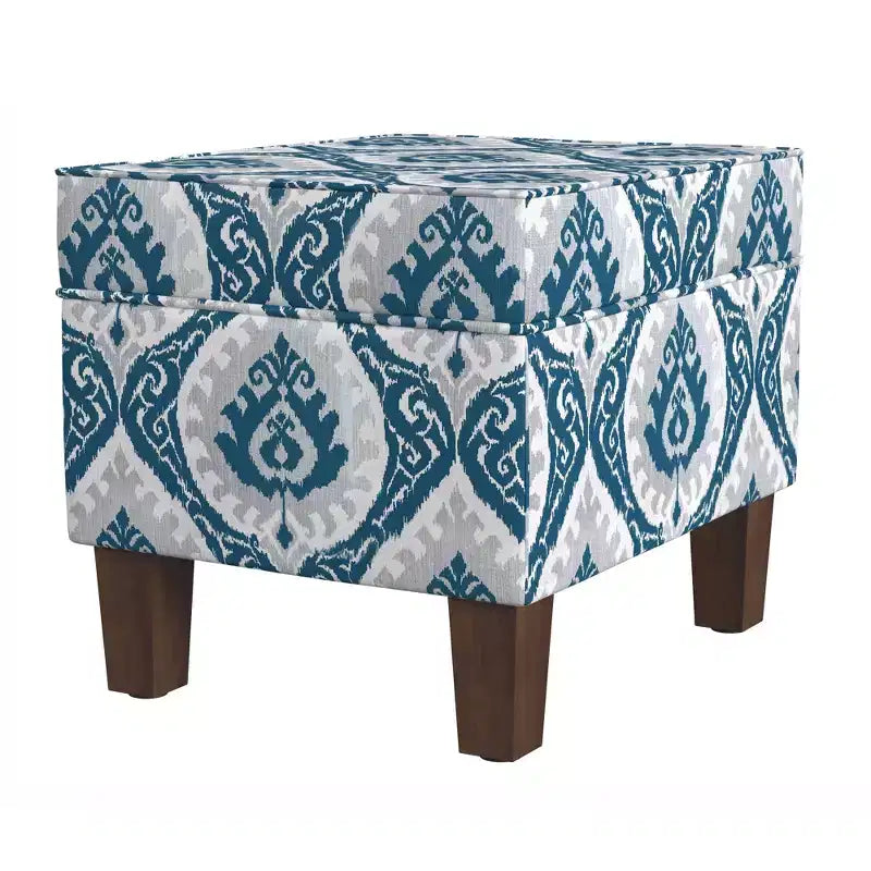 Pouf contenitore medio con coperchio incernierato e rivestimento in cotone
