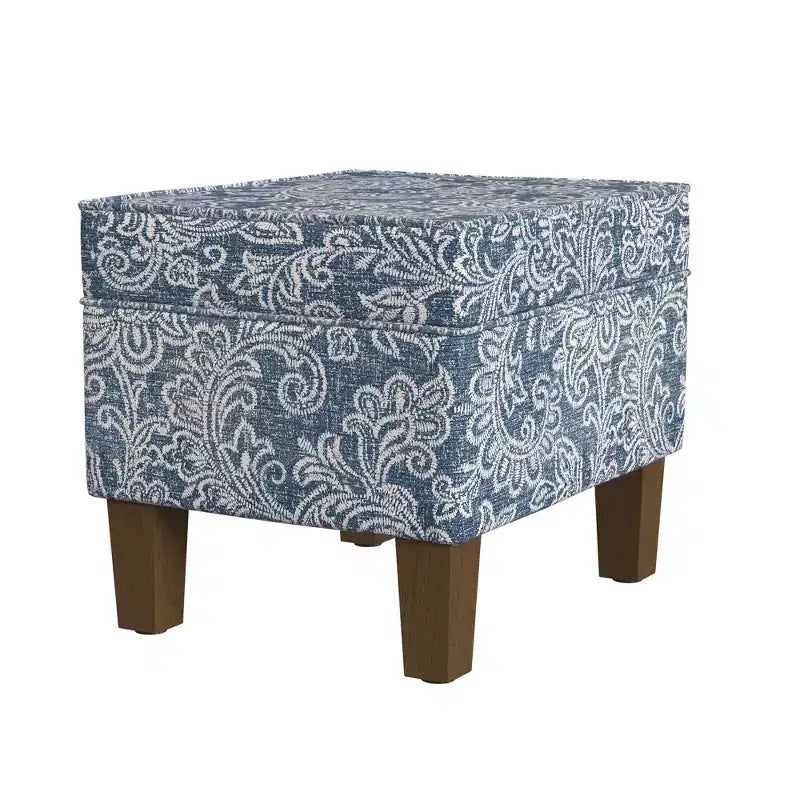 Pouf contenitore medio con coperchio incernierato e rivestimento in cotone