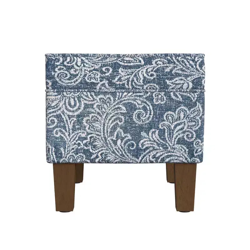 Pouf contenitore medio con coperchio incernierato e rivestimento in cotone