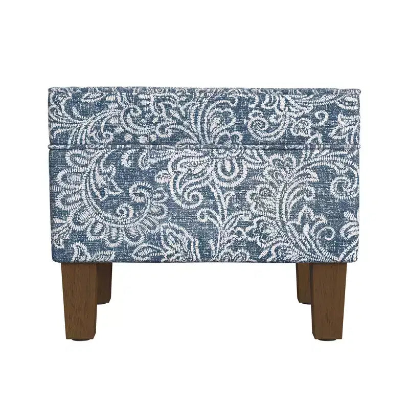 Pouf contenitore medio con coperchio incernierato e rivestimento in cotone