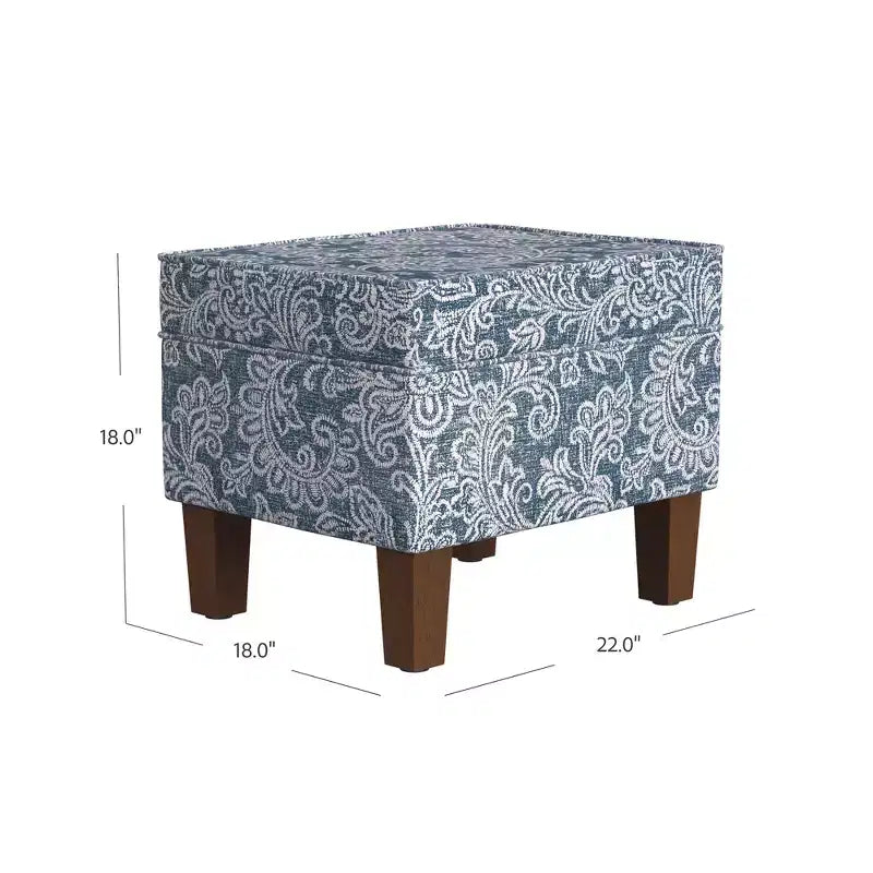 Pouf contenitore medio con coperchio incernierato e rivestimento in cotone