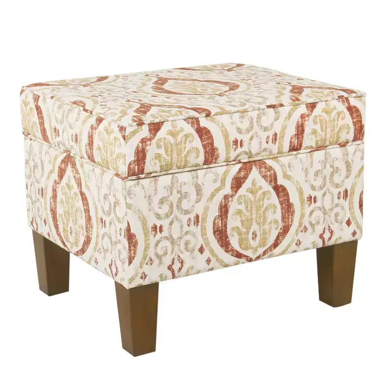 Pouf contenitore medio con coperchio incernierato e rivestimento in cotone