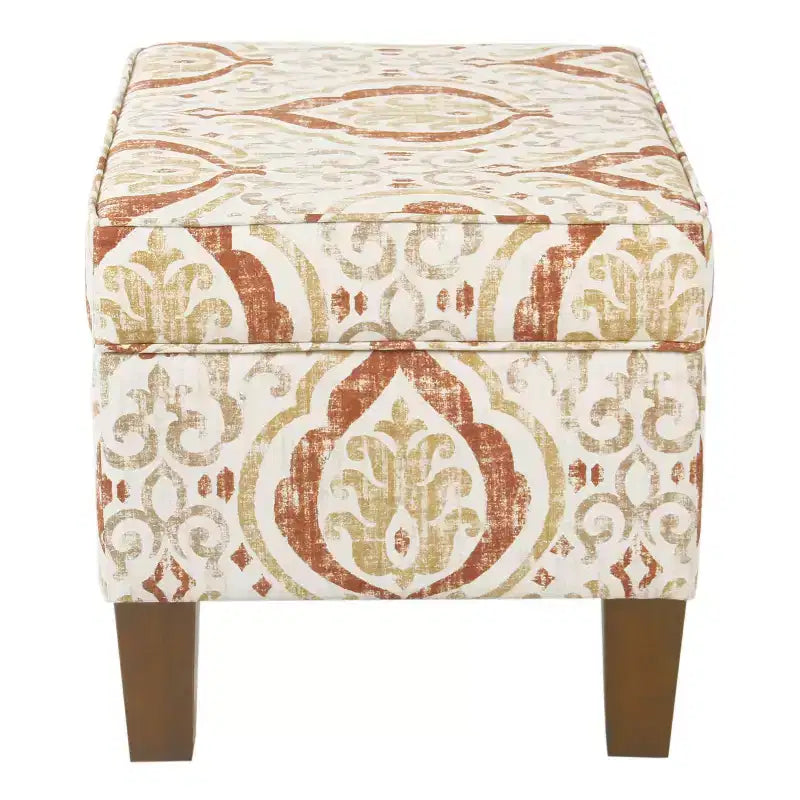 Pouf contenitore medio con coperchio incernierato e rivestimento in cotone