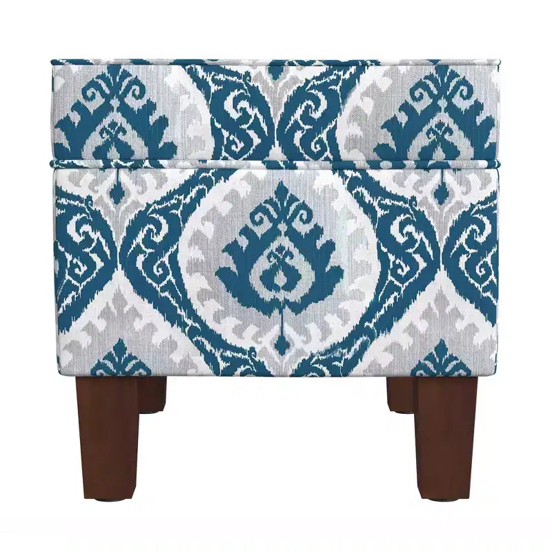 Pouf contenitore medio con coperchio incernierato e rivestimento in cotone