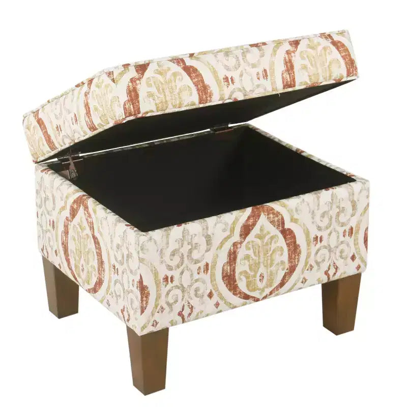 Pouf contenitore medio con coperchio incernierato e rivestimento in cotone