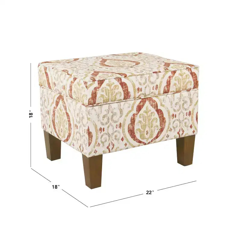 Pouf contenitore medio con coperchio incernierato e rivestimento in cotone