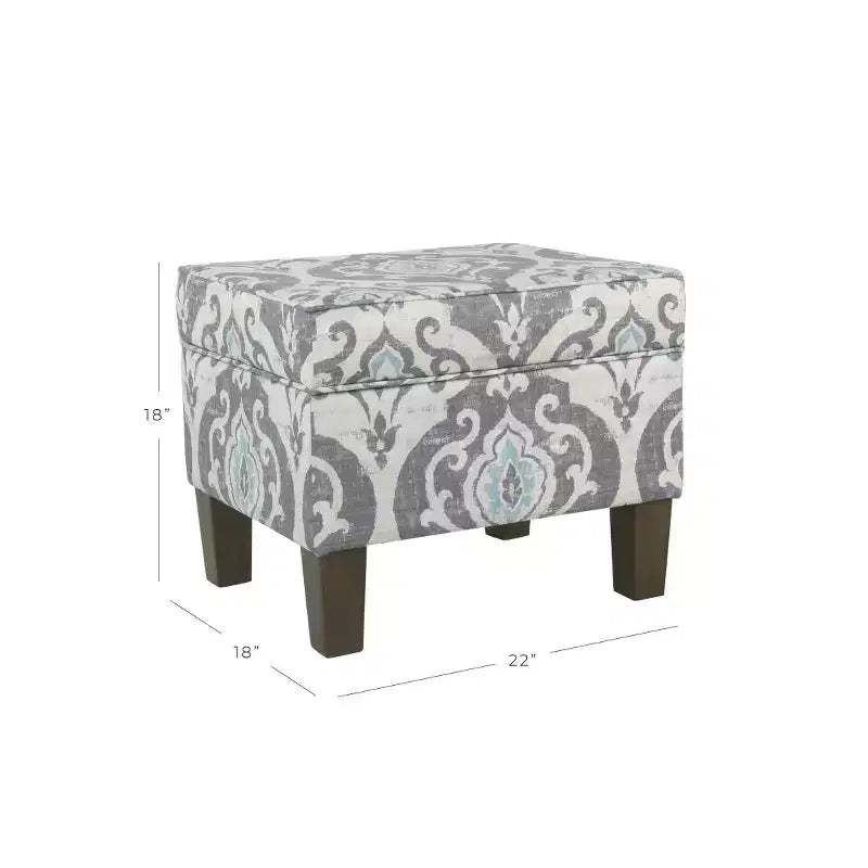 Pouf contenitore medio con coperchio incernierato e rivestimento in cotone
