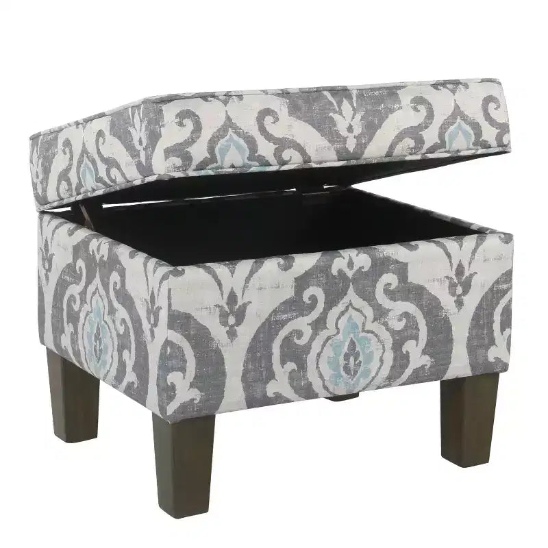 Pouf contenitore medio con coperchio incernierato e rivestimento in cotone
