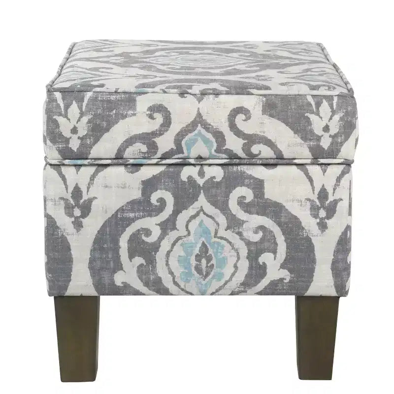Pouf contenitore medio con coperchio incernierato e rivestimento in cotone