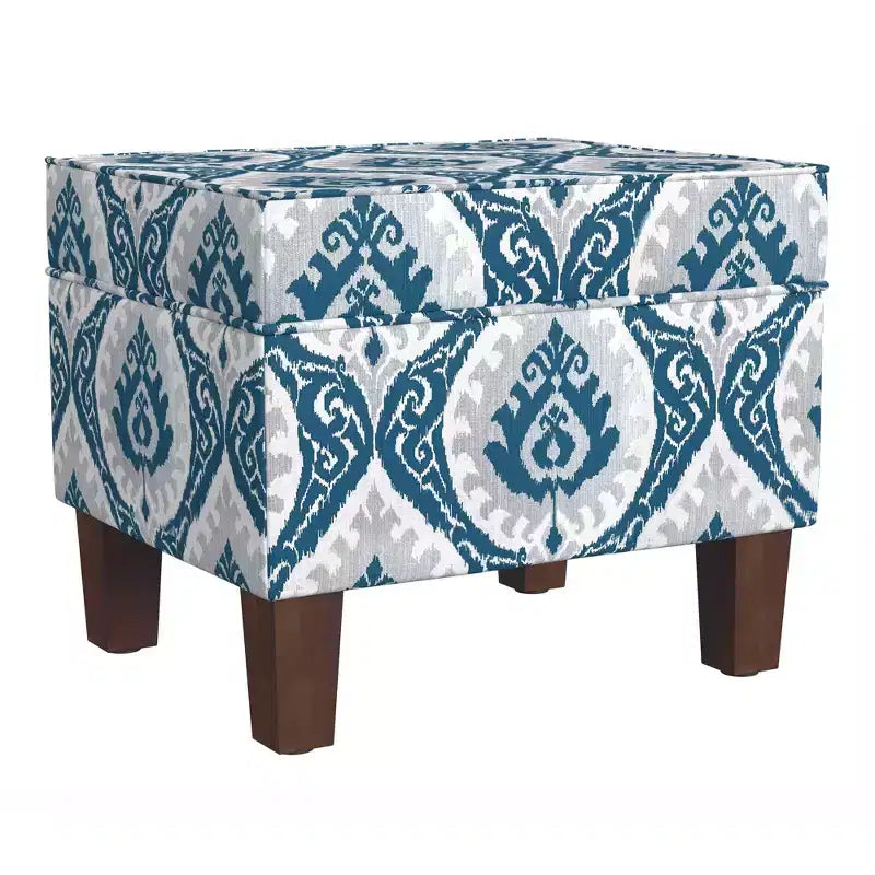 Pouf contenitore medio con coperchio incernierato e rivestimento in cotone