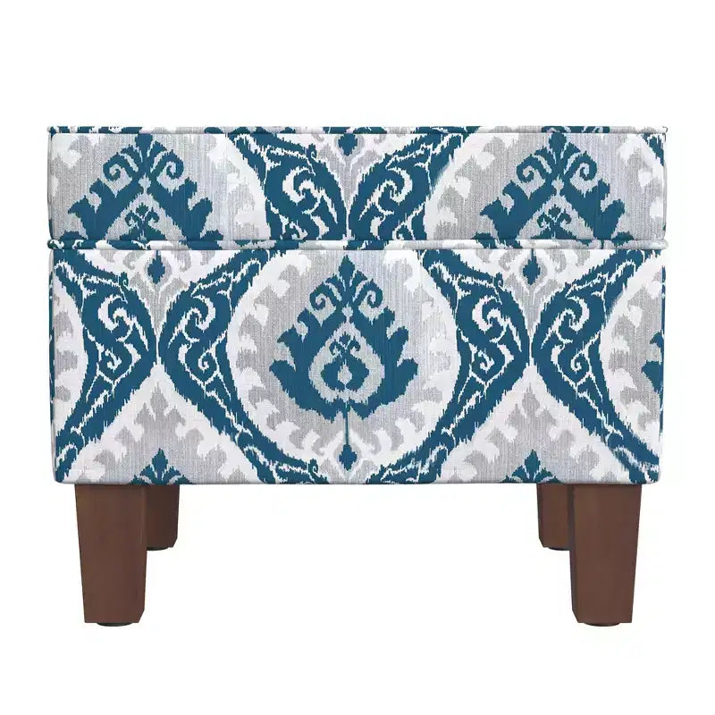 Pouf contenitore medio con coperchio incernierato e rivestimento in cotone