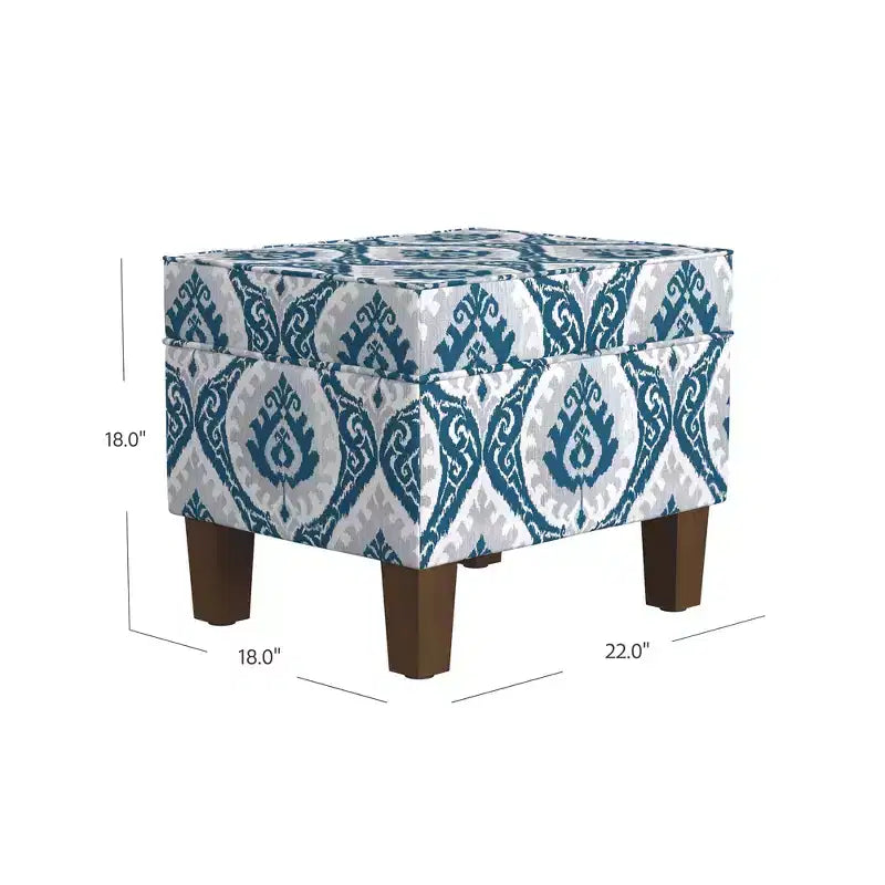 Pouf contenitore medio con coperchio incernierato e rivestimento in cotone