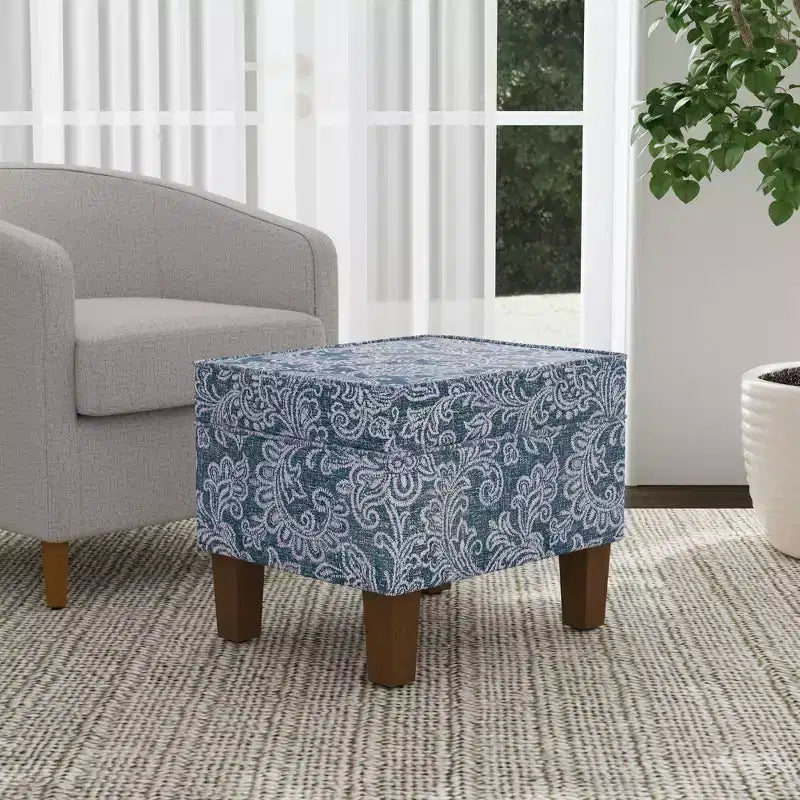 Pouf contenitore medio con coperchio incernierato e rivestimento in cotone