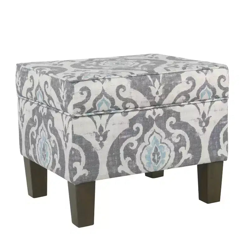 Pouf contenitore medio con coperchio incernierato e rivestimento in cotone