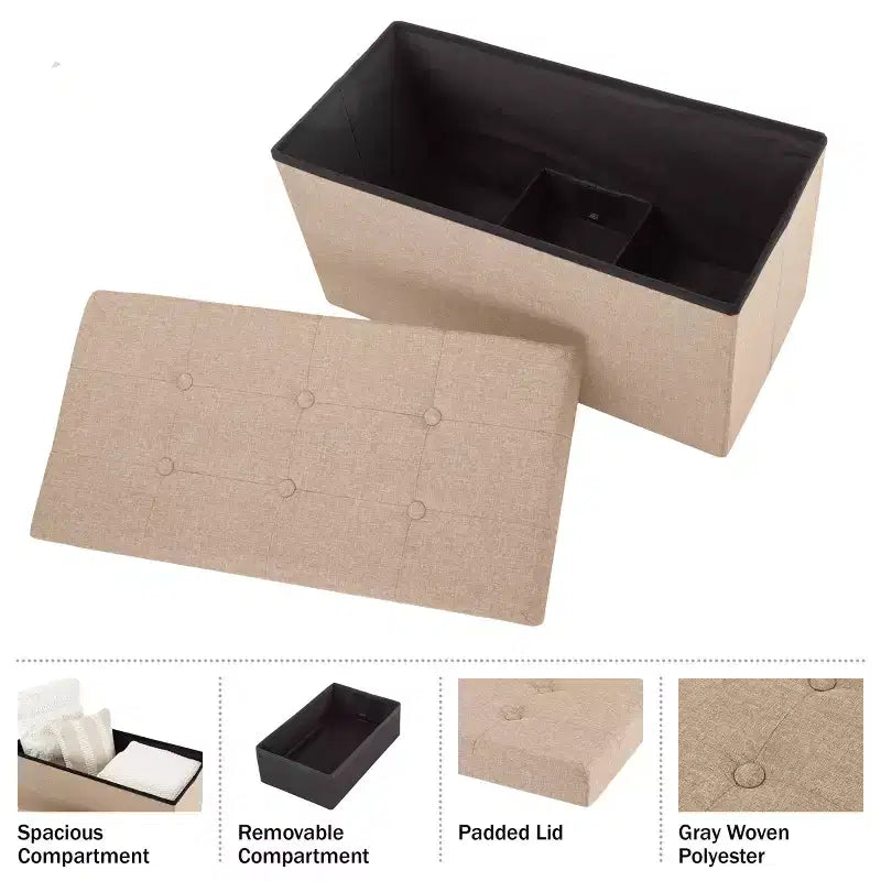 Panca Contenitore Pieghevole da 30" con Contenitore Rimovibile